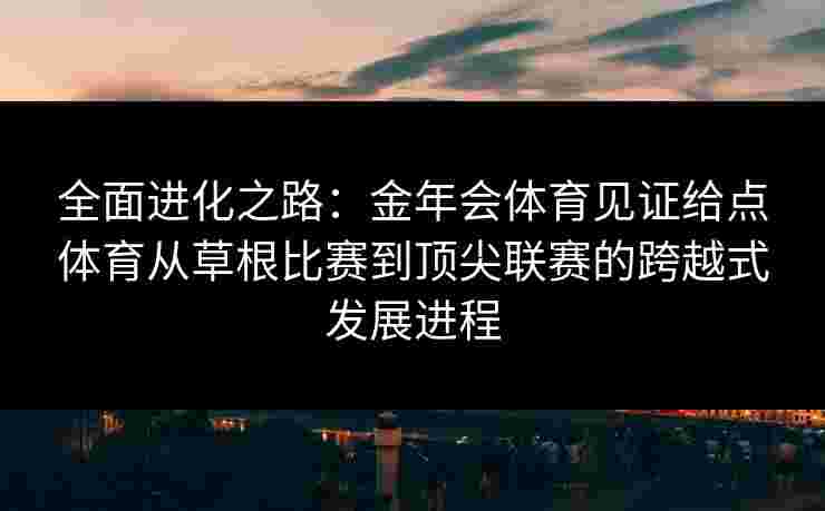 全面进化之路：金年会体育见证给点体育从草根比赛到顶尖联赛的跨越式发展进程